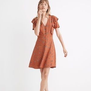 MADEWELL Flutter Sleeve, Button Down, Floral Spring Dress Size 6